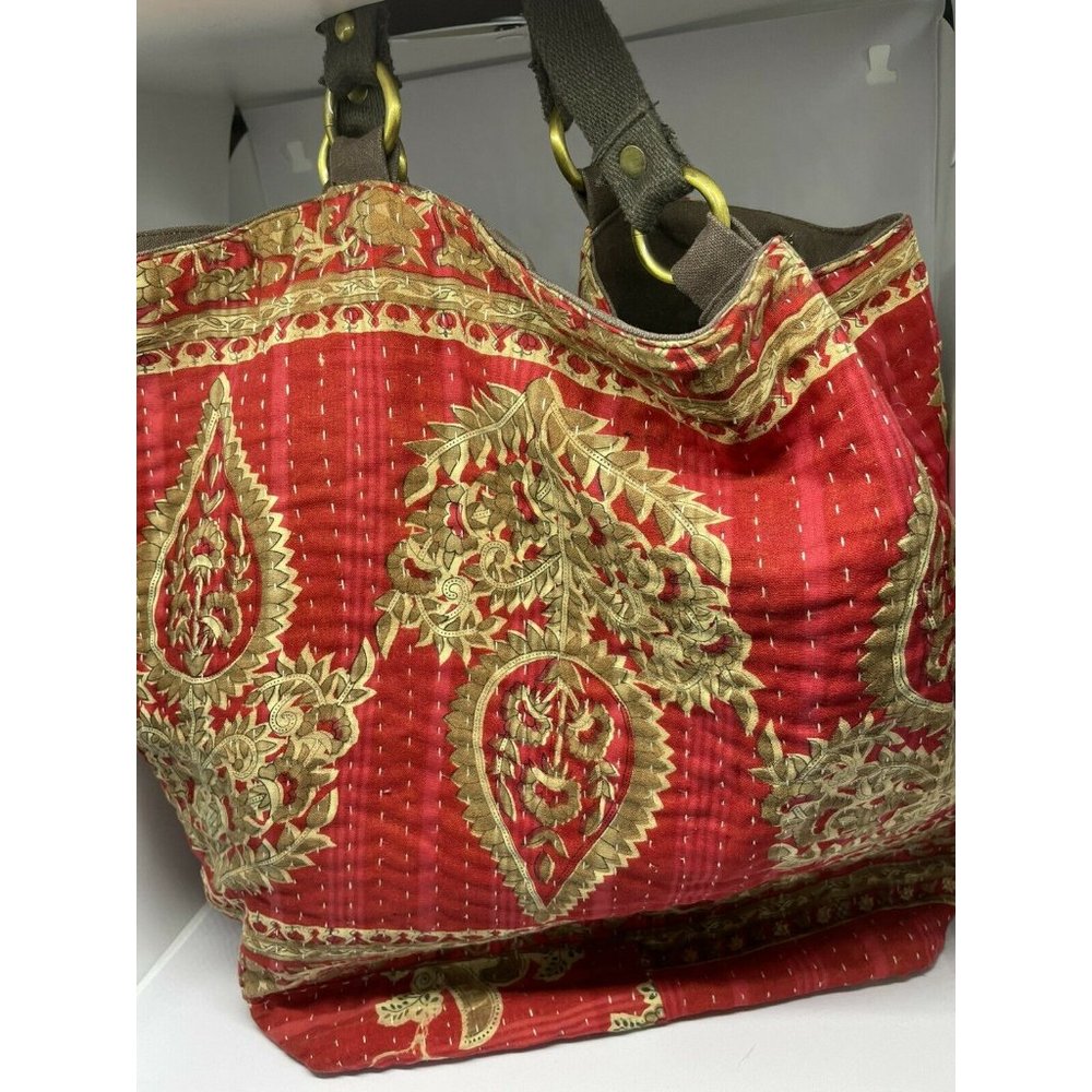NWOT Red And Gold Beautiful Handmade Bag from India
